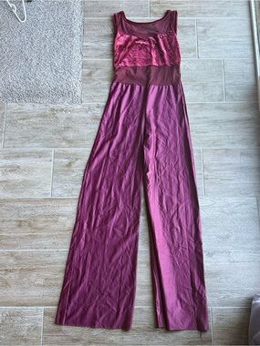 Curtain Call Dance Costume Sleeveless Wide-Leg Jumpsuit in Burgundy